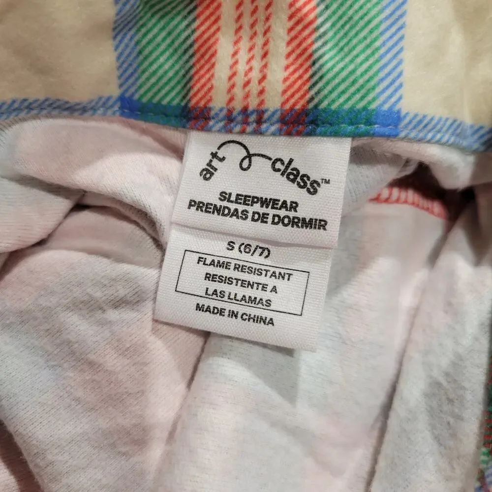 Art Class Long Sleeve Holiday Pajamas, Multi-color, Youth Sz S (6/7), NWT